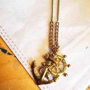28" Gold Tone Nautical Theme Pendant Necklace
